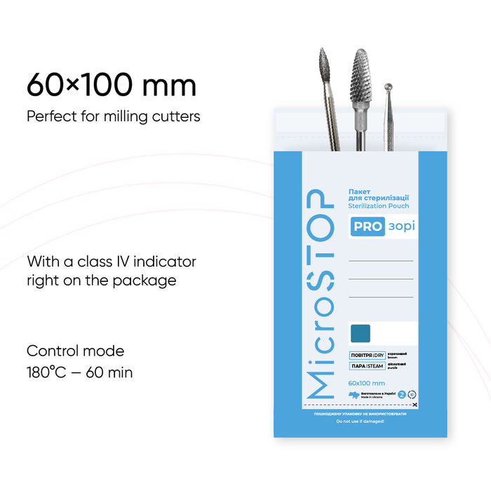 Microstop sterilization pouch, indicator class 4 «DRY» combined white
