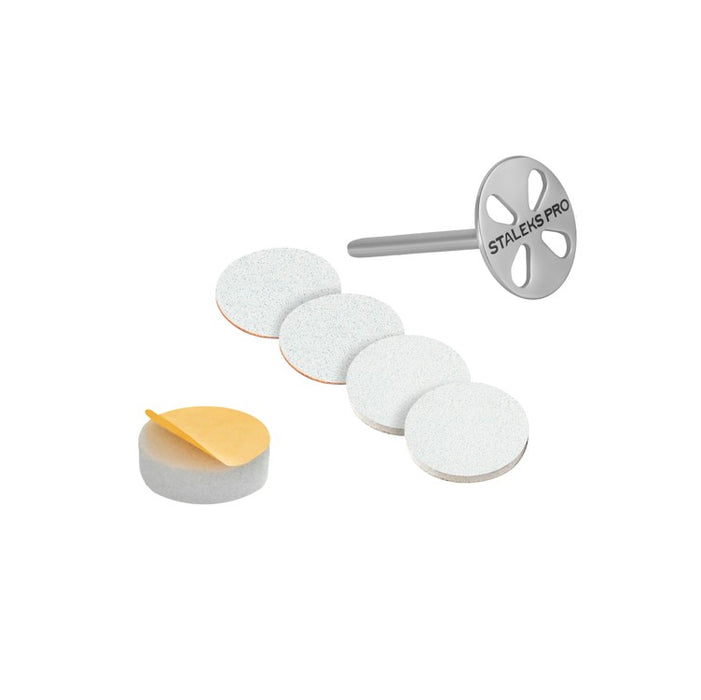 Pododisc STALEKS PRO M (20 mm) Pediküre-Disk aus Edelstahl verlängert + 5 Einweg-Klebepads 180 Grit, PDLSET-20