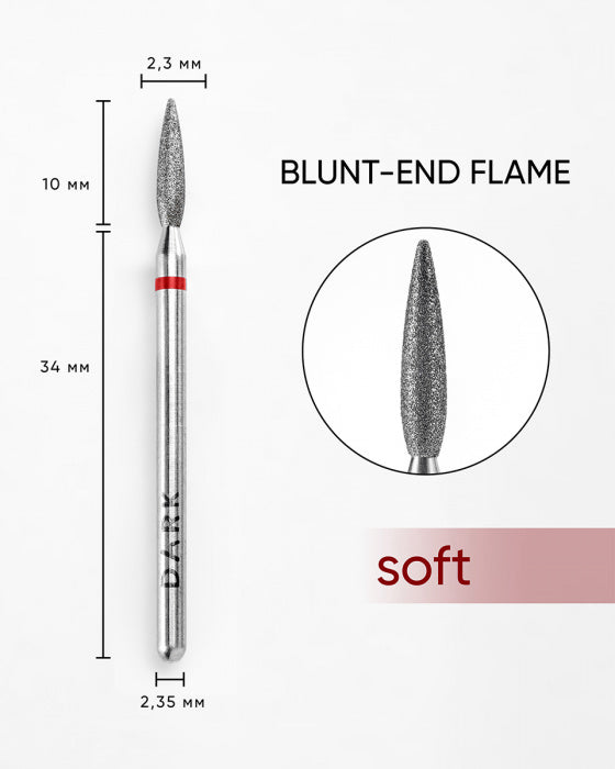 DARK Diamant-Fräser Stumpfe Flamme 2,3 × 10 mm (Rot)