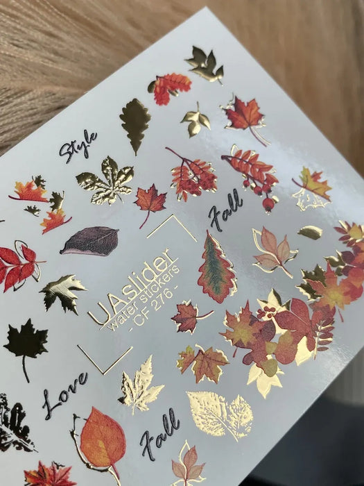Sticker 276, Herbstblätter, goldene Akzente und saisonale Schriftzüge
