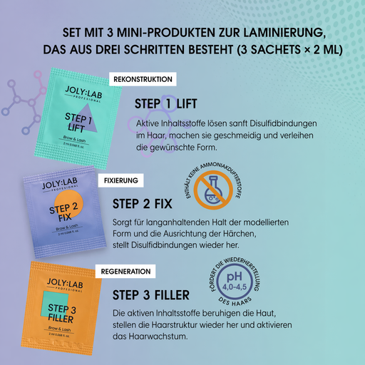 Joly:Lab Laminierungssystem für Augenbrauen und Wimpern, 3x2 ml - Ivaka Store