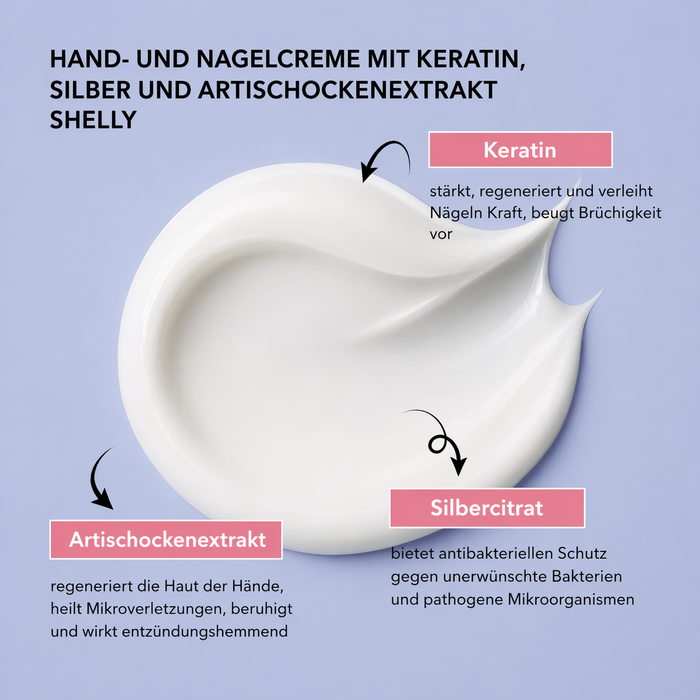 Shelly Cream for hands and nails with keratin, silver and arnica extract, 45ml / 250ml / 500ml (Kopie) - Ivaka Store