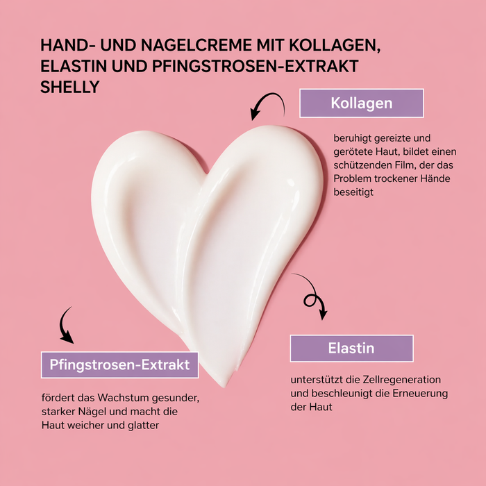 Shelly Cream for hands and nails with collagen, elastin and peony extract, 45ml / 250ml / 500ml (Kopie) (Kopie) - Ivaka Store