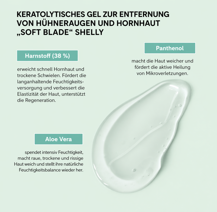 Shelly Keratolytisches Gel zur Entfernung von Hühneraugen und Hornhaut „Soft Blade“, 200 ml - Ivaka Store