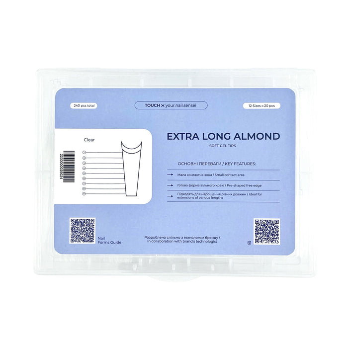 TOUCH Soft Gel Tips 240pcs, Extra long Almond