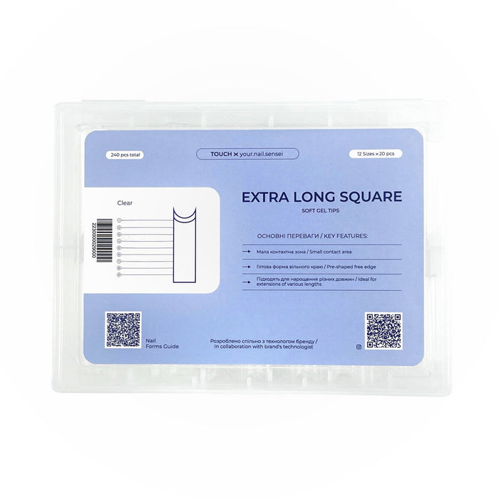 TOUCH Soft Gel Tips 240pcs, Extra long Square