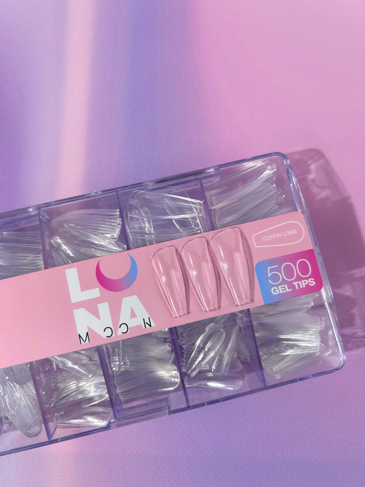Lunamoon Gel Tips Coffin Long, 500 St