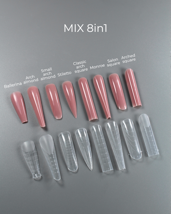 TOUCH Nail Tips Upper forms modeling 288pcs, Mix 8in1 + molds