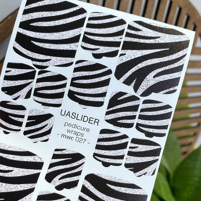Pediküre-Folien 027, Schwarze Streifen & Glitzer
