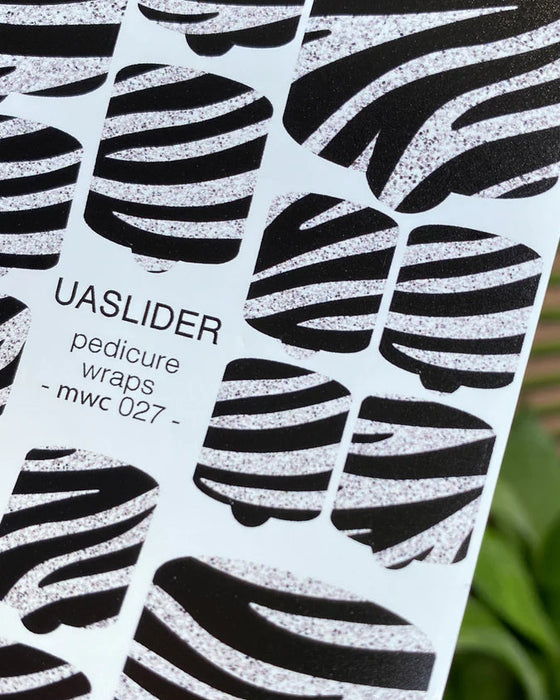 Pediküre-Folien 027, Schwarze Streifen & Glitzer