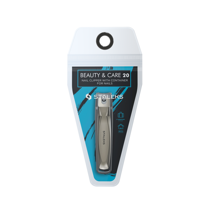 Nagelknipser STALEKS KBC-20 mit Behälter, Klinge gekrümmt, Länge 90 mm - Ivaka Store