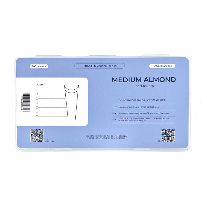 TOUCH Soft Gel Tips 240pcs, Medium Almond