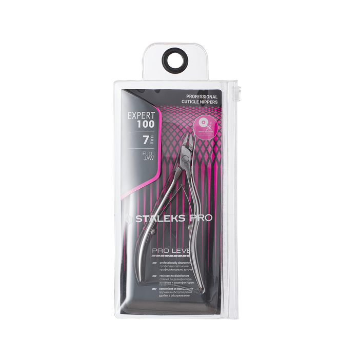 Nagelhautzange STALEKS EXPERT NE-100-7, Edelstahl, schmale Klinge, Klingenlänge 7 mm - Ivaka Store