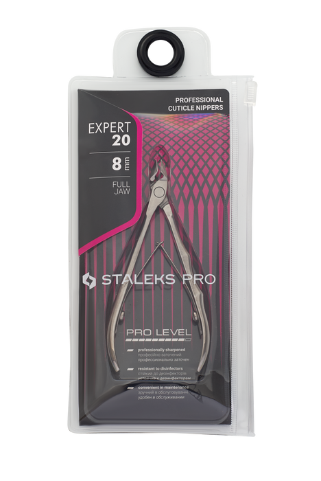 Nagelhautzange STALEKS EXPERT NE-20-8, Edelstahl, ergonomische Griffe, Klingenlänge 8 mm