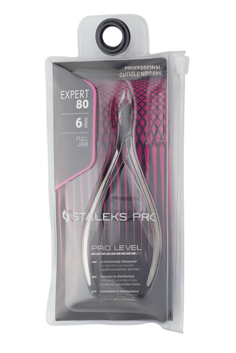 Nagelhautzange STALEKS EXPERT NE-80-6, Edelstahl, gebogene verlängerte Griffe, Klingenlänge 6 mm - Ivaka Store