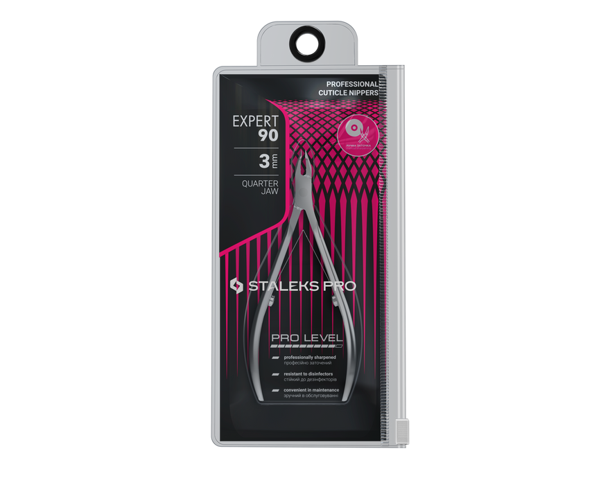 Nagelhautzange STALEKS EXPERT NE-90-3, Edelstahl, verlängerte Griffe, Klingenlängen 3 mm - Ivaka Store