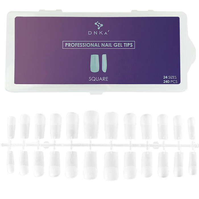 PROFESSIONAL NAIL GEL TIPS "DNKa", SQUARE 240pcs