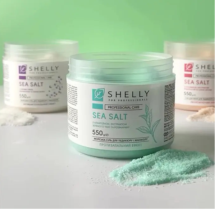 Shelly Sea salt for pedicure and manicure with with allantoin, green tea extract and rosemary, 550 g - Ivaka Store