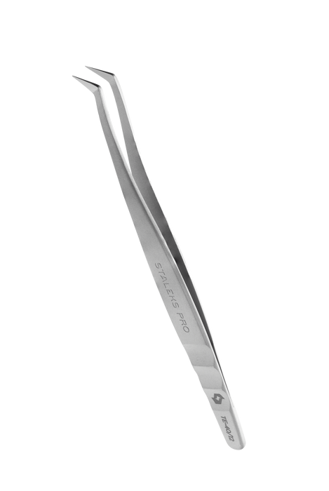 Wimpernverlängerungs-Pinzette STALEKS EXPERT TE-40/12 “Mega-Volume”, gebogen “Boot” 65 Grad - Ivaka Store