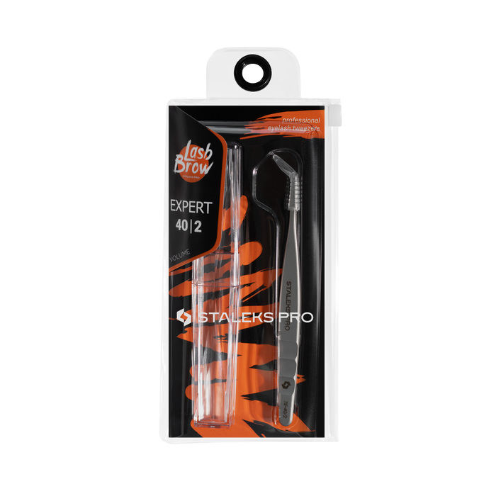 Wimpernverlängerungs-Pinzette STALEKS EXPERT TE-40/2, gebogen L-förmig 70 Grad - Ivaka Store