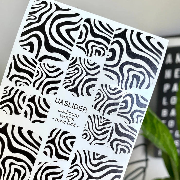 Pediküre-Folien 044, Schwarz-Weiß-Op-Art-Wirbel