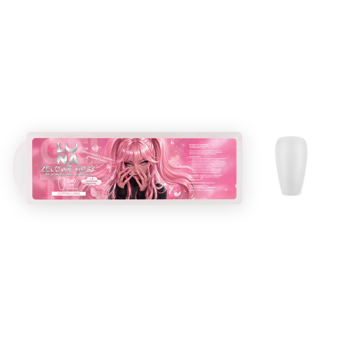 Lunamoon Gel Tips Coffin Long, 240 St