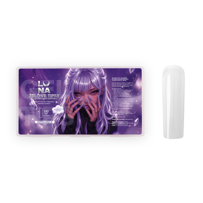 Lunamoon Gel Tips Coffin Long XL, 240 St