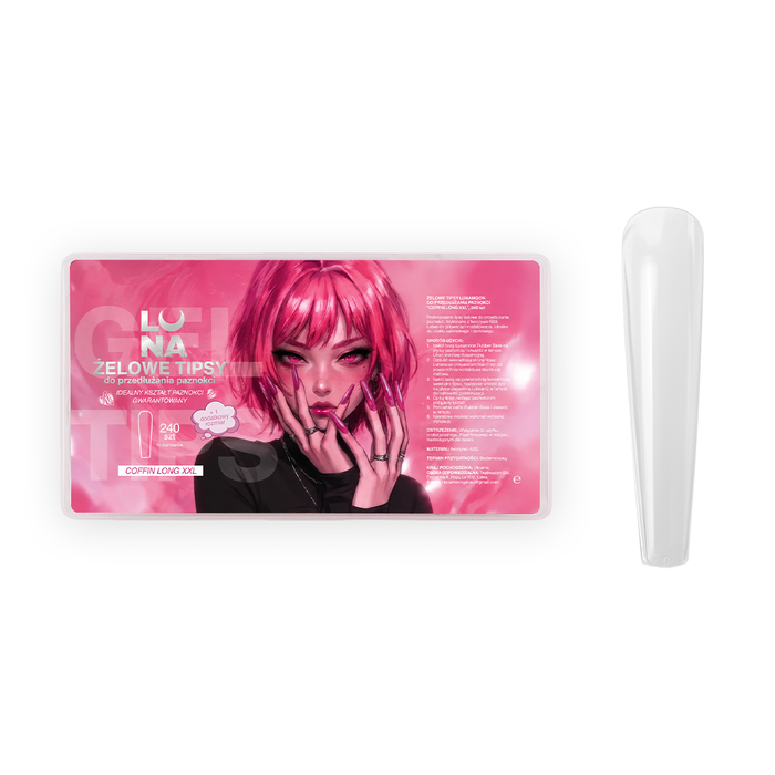 Lunamoon Gel Tips Coffin Long XXL, 240 St
