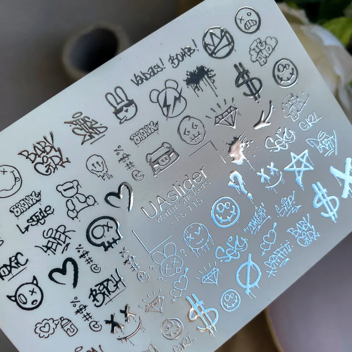 Sticker Fs 115 silver, urbaner Street-Art-Stil