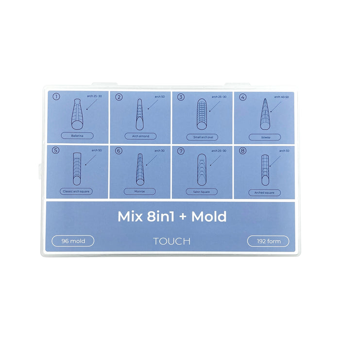 TOUCH Nail Tips Upper forms modeling 288pcs, Mix 8in1 + molds