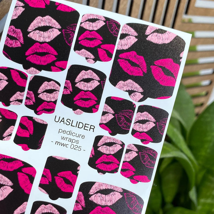 Pediküre-Folien 025, Rosa & Pinkfarbener Kuss-Print