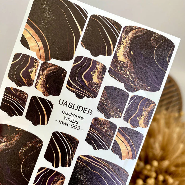 Pediküre-Folien 003, Schwarz & Bronze Aquarell