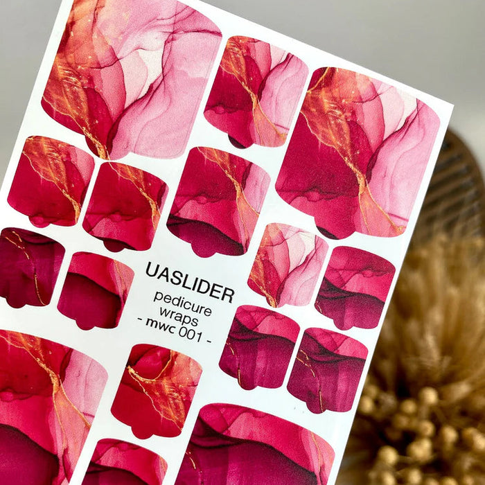 Pediküre-Folien 001, Rosa Marmor & Gold