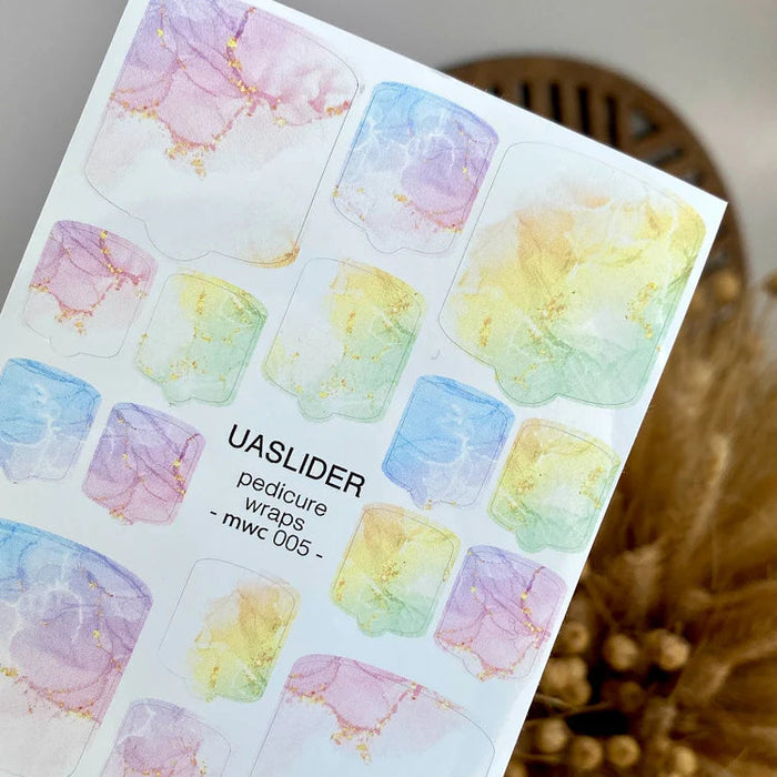 Pediküre-Folien 005, Pastell-Regenbogen-Aquarell