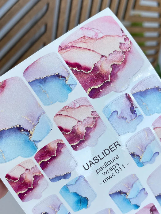 Pediküre-Folien 011, Rosa & Blaues Aquarell