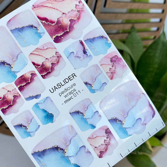 Pediküre-Folien 011, Rosa & Blaues Aquarell