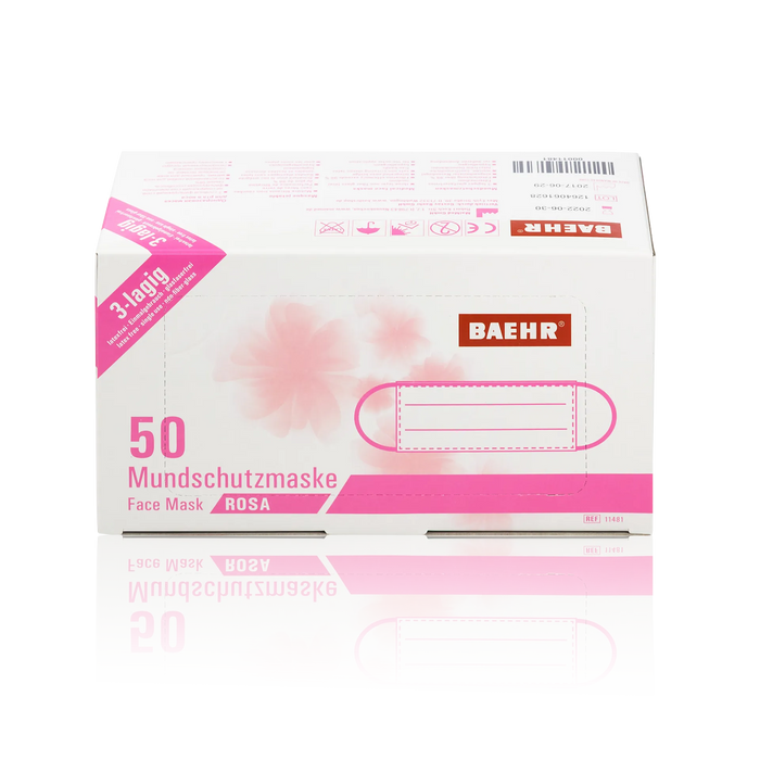 BAEHR Mundschutzmasken ECO rosa, 1 Pack (50 Stück)