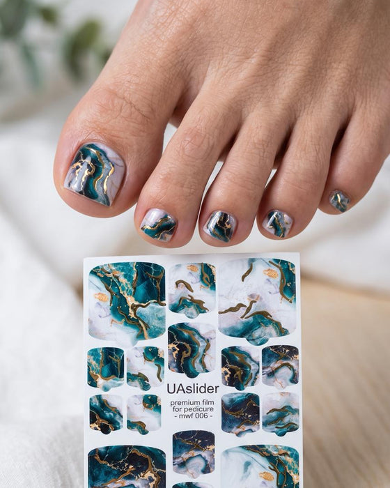 Pediküre-Folien 006, Teal & Stone Watercolor