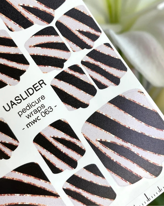 Pediküre-Folien 063, Black, Blush & Rose Gold Stripes