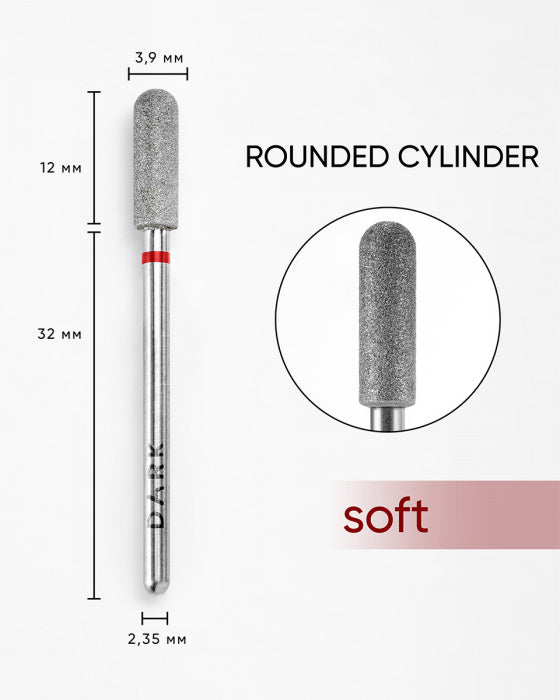DARK Diamant-Fräser abgerundeter Zylinder 3,9 × 12 mm (Rot)