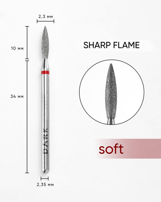 DARK Diamant-Fräser Spitze Flamme 2,3 × 10 mm (Rot)