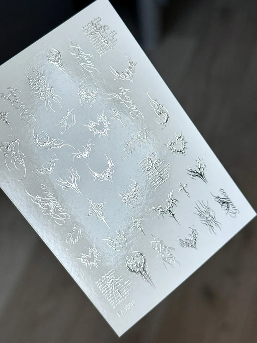 Sticker F-335, Silberne Gothic