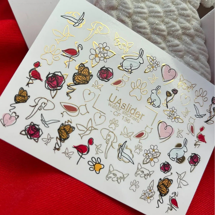 Sticker Water Decal CF-136, Animal & Floral