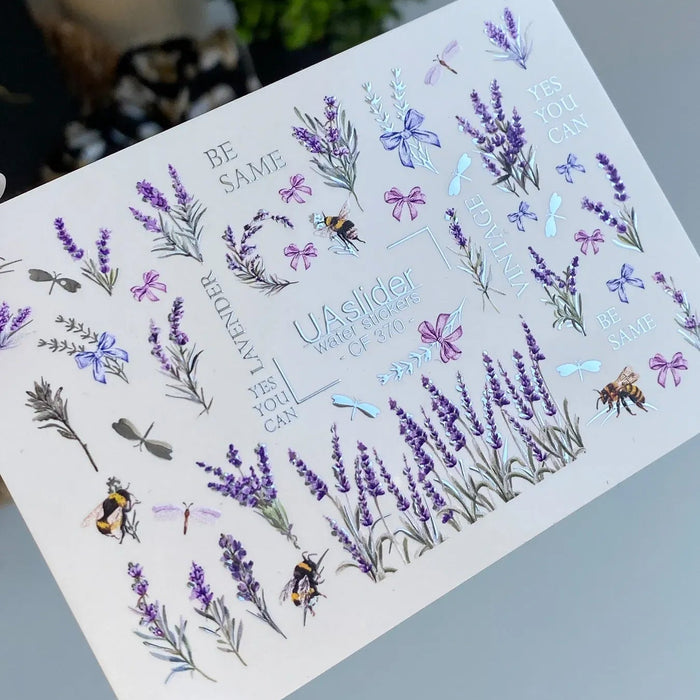 Sticker Water Decal CF-370, Lavender, Bees & Butterflies