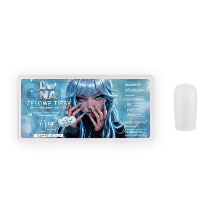 Lunamoon Gel Tips Square Medium 325-1385, 500 шт. в упаковці