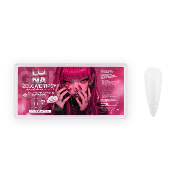 Lunamoon Gel Tips Stiletto Medium, 120 St